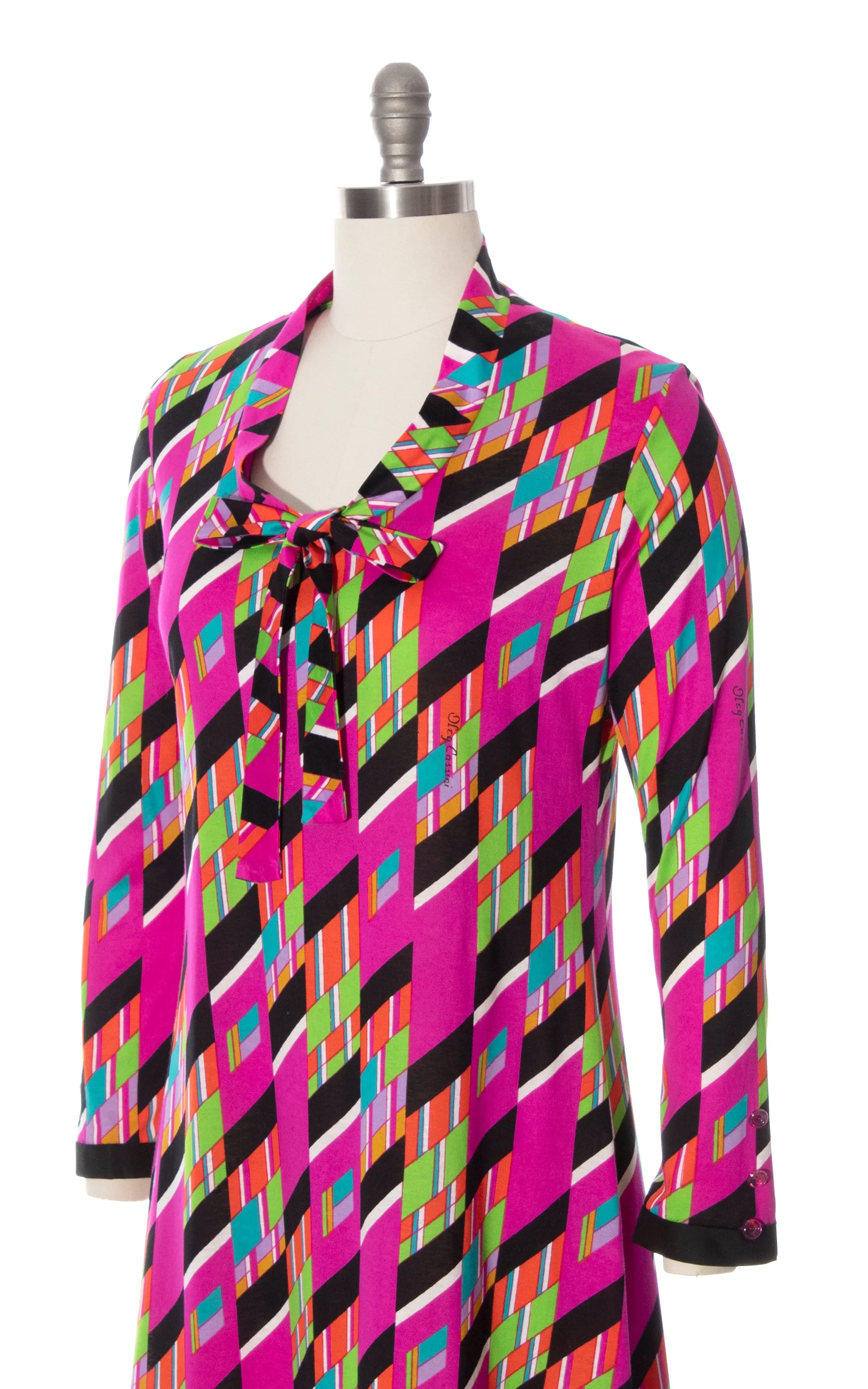 1970s OLEG CASSINI Geometric Jersey Dress | medium/large