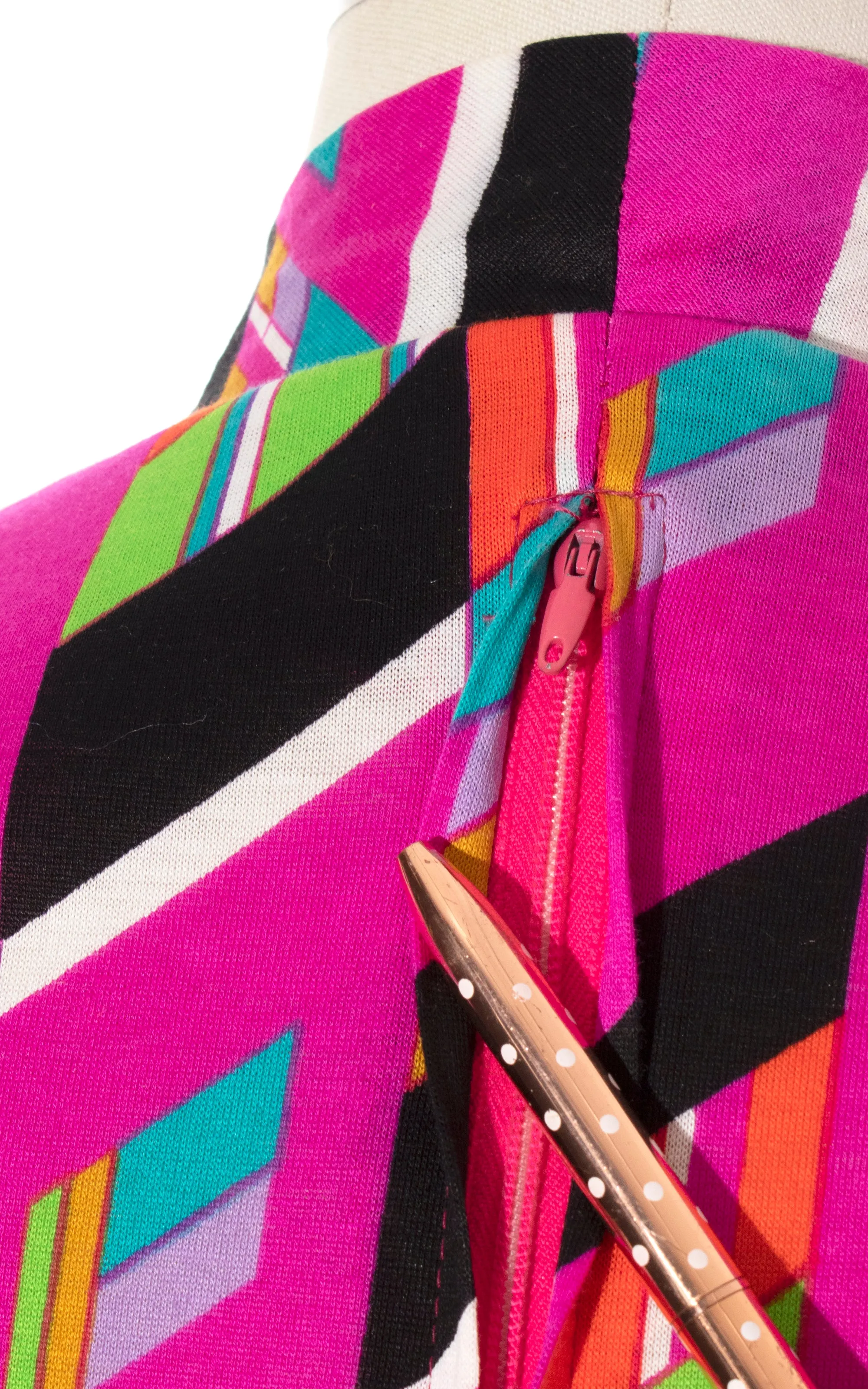1970s OLEG CASSINI Geometric Jersey Dress | medium/large
