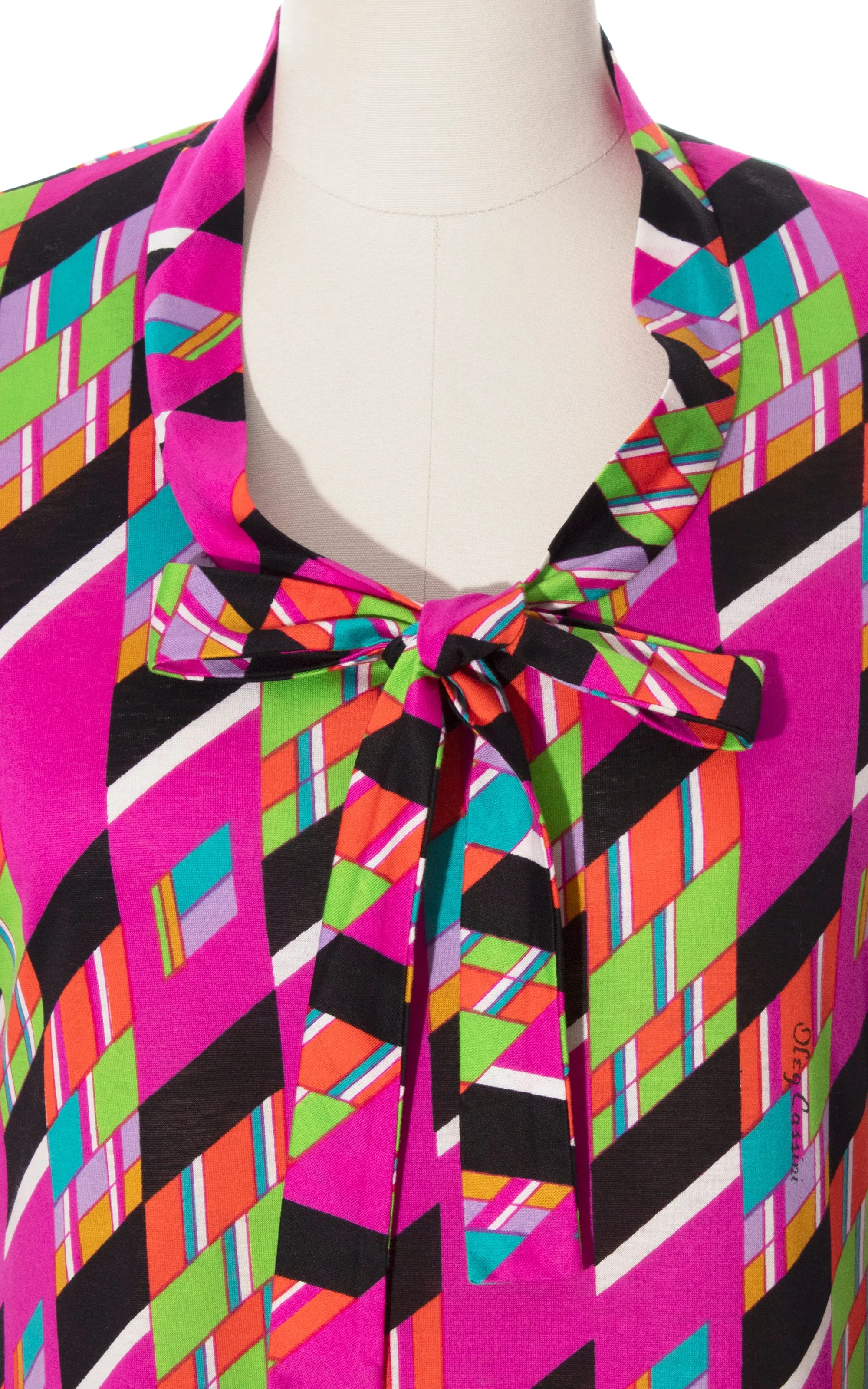 1970s OLEG CASSINI Geometric Jersey Dress | medium/large