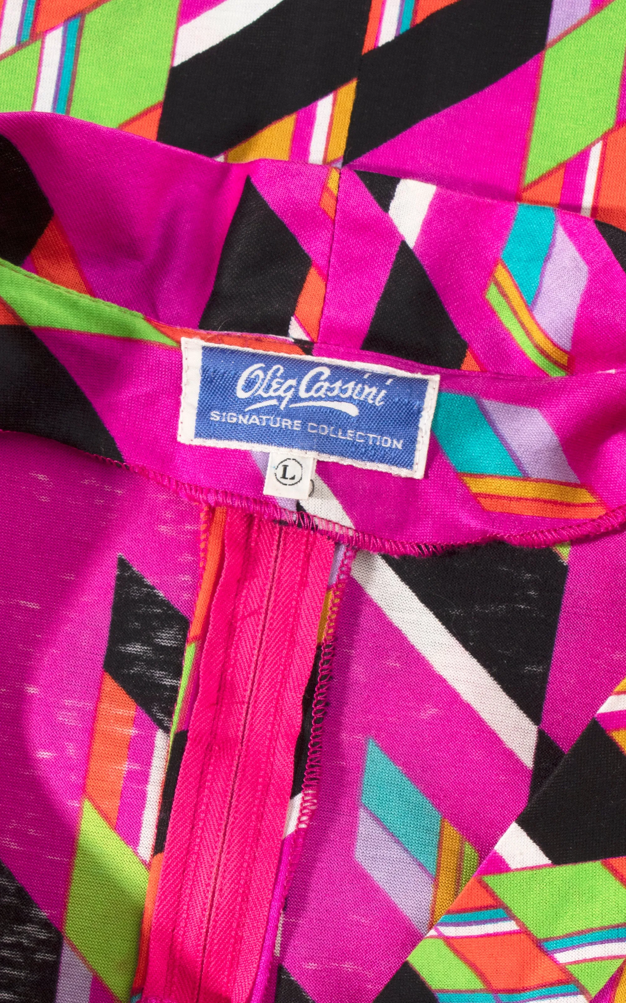 1970s OLEG CASSINI Geometric Jersey Dress | medium/large