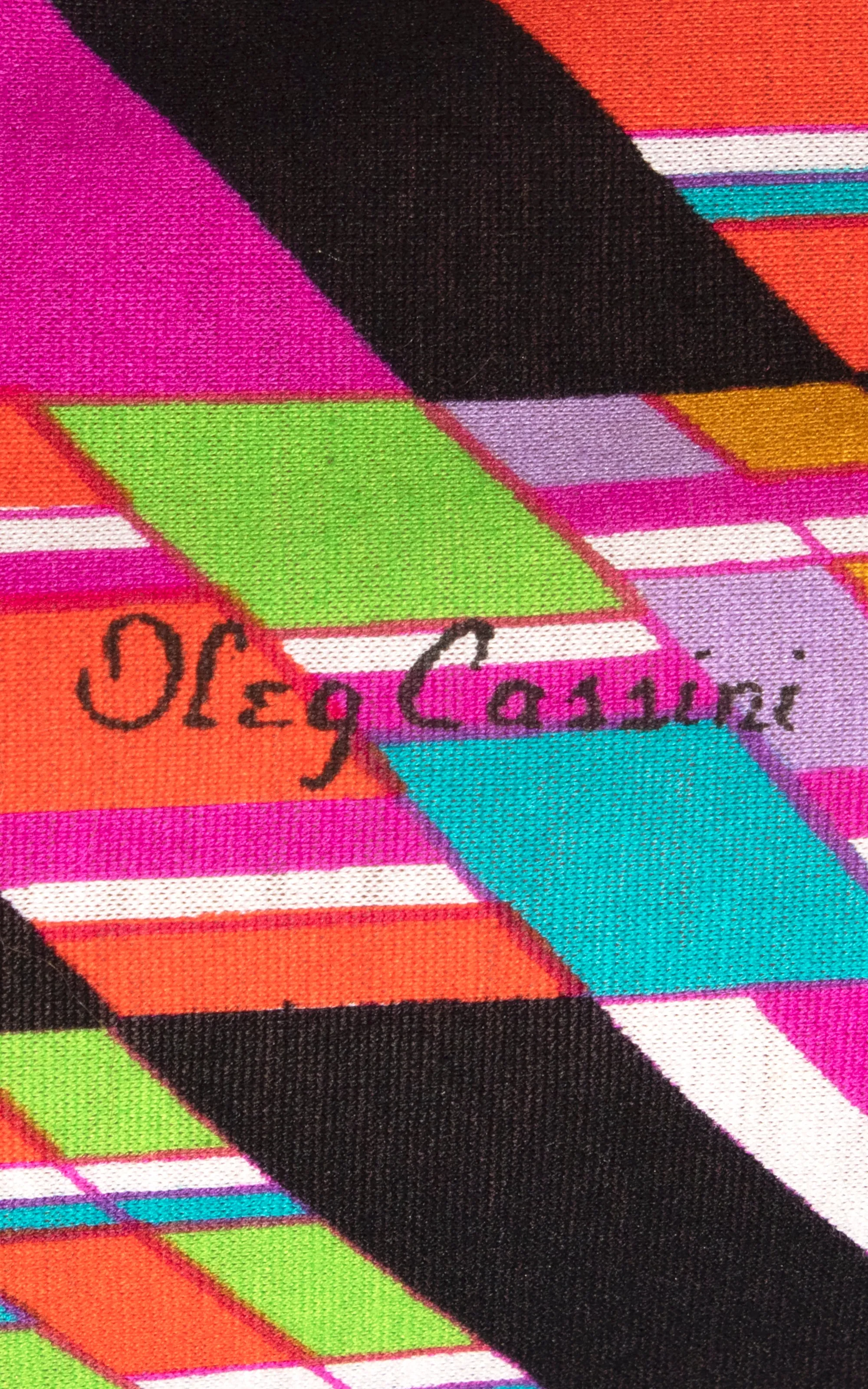 1970s OLEG CASSINI Geometric Jersey Dress | medium/large