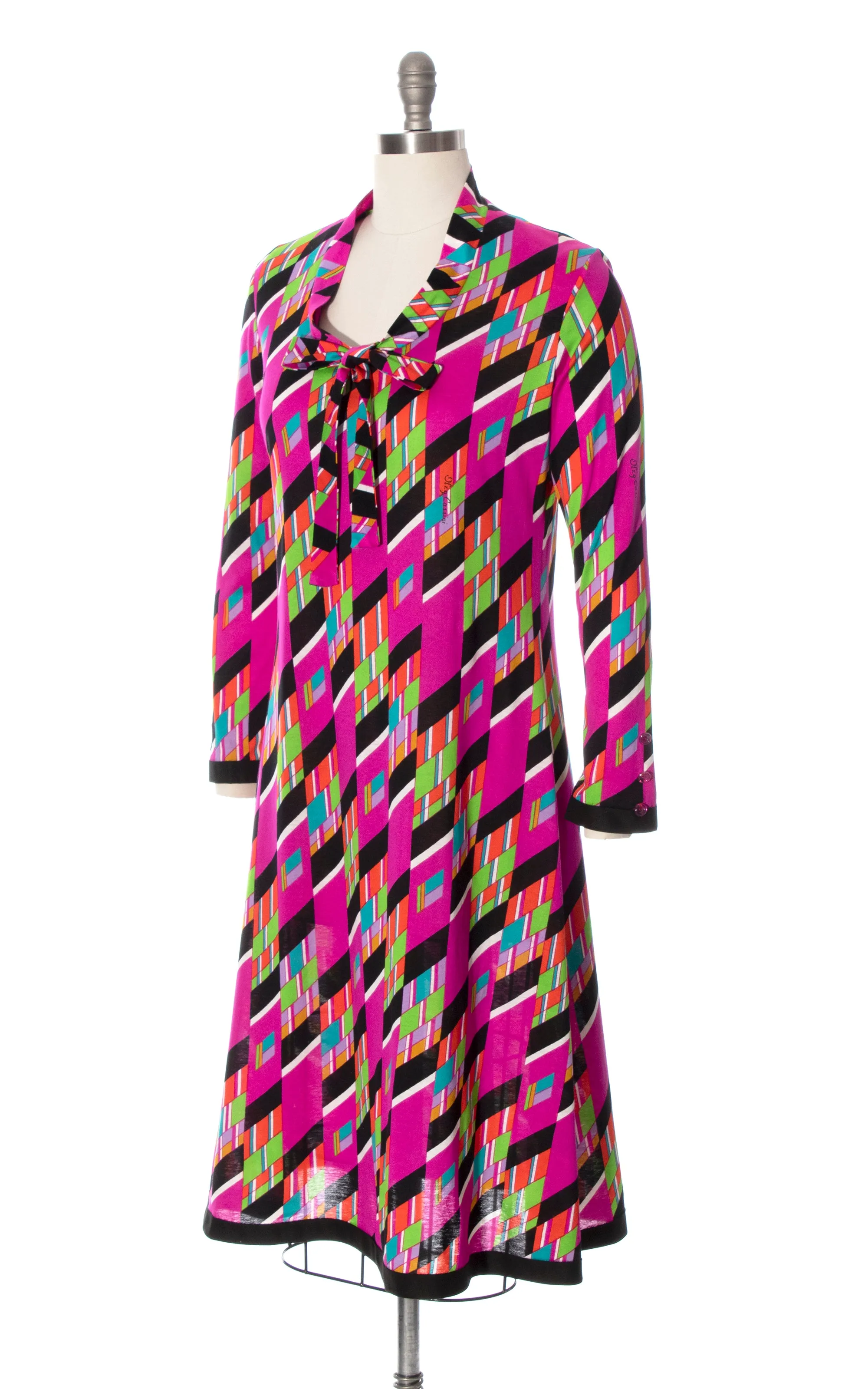 1970s OLEG CASSINI Geometric Jersey Dress | medium/large