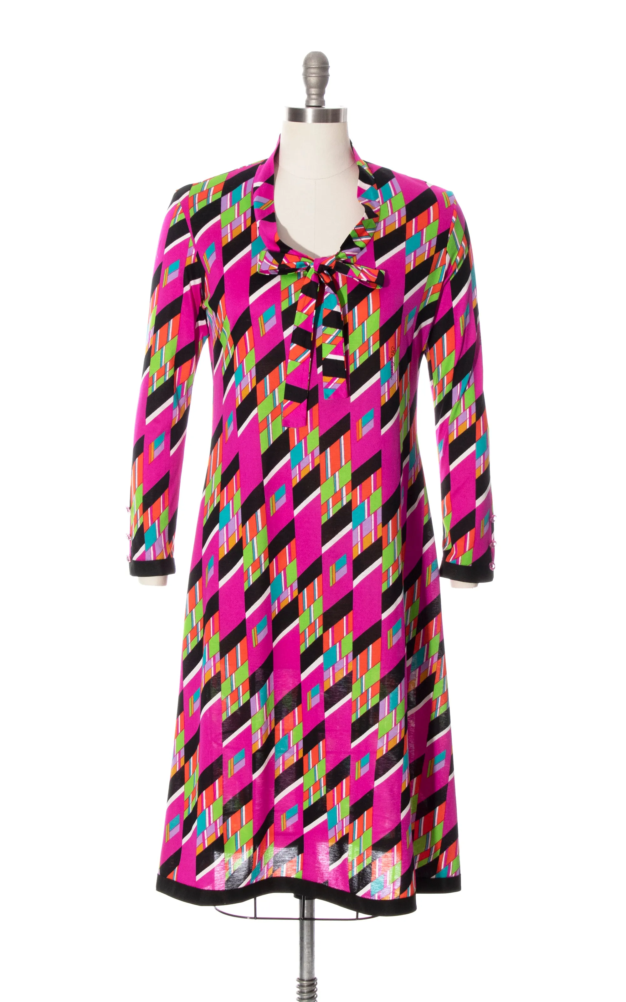 1970s OLEG CASSINI Geometric Jersey Dress | medium/large