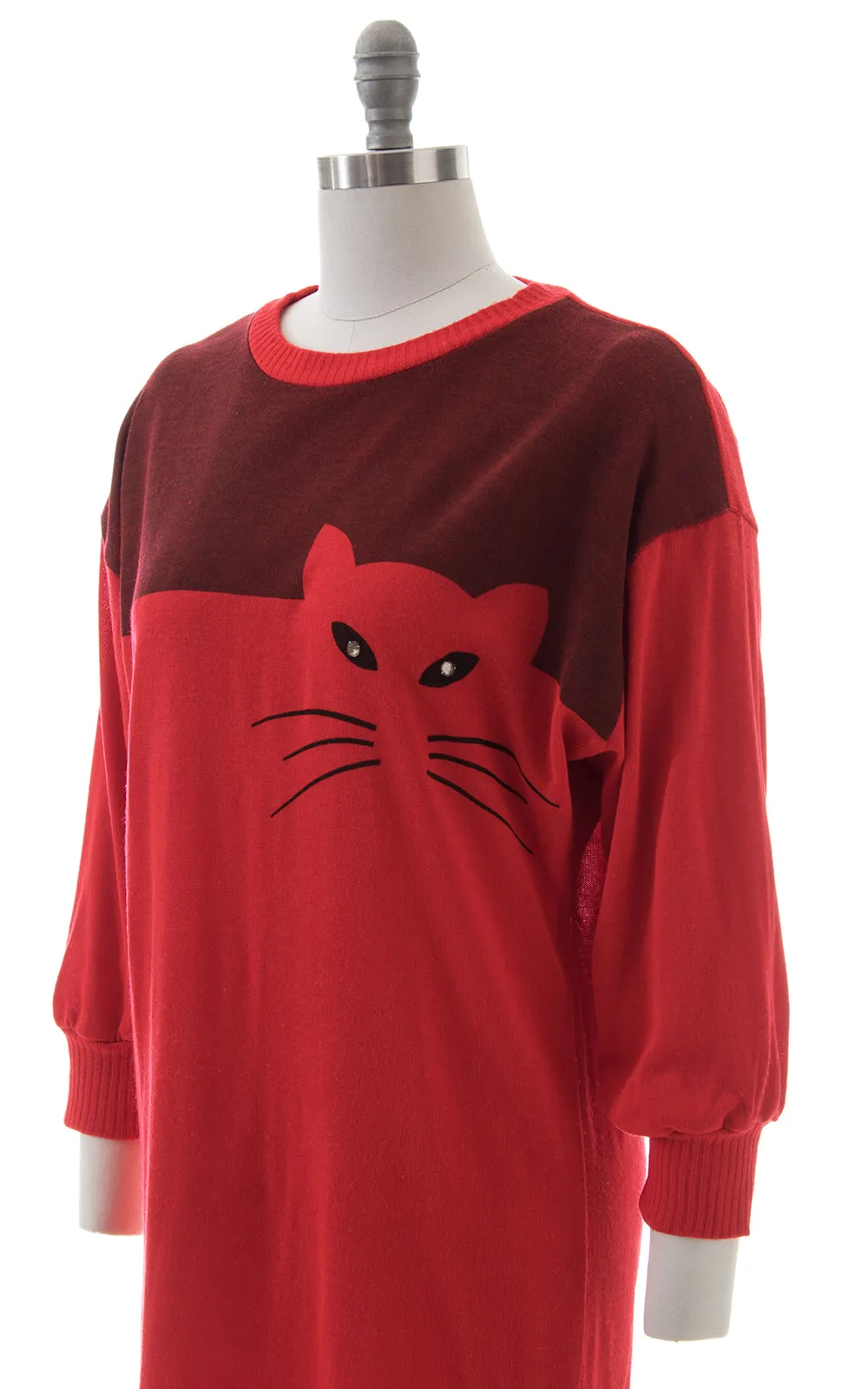 1980s Cat Novelty Knit Sweater Dress | small/medium