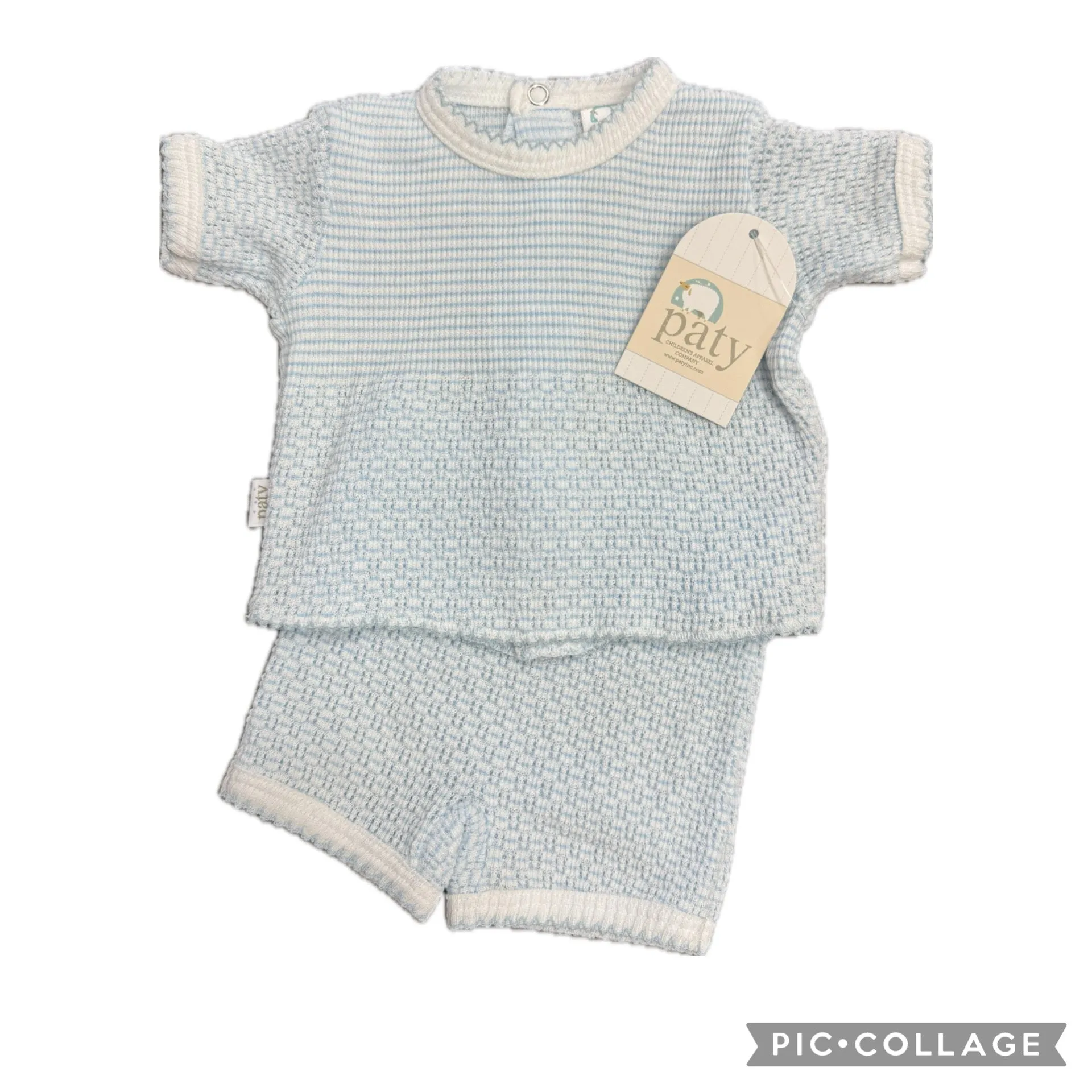 2 PC SET, SS TOP (Snaps in Back) w/Boxers Blue