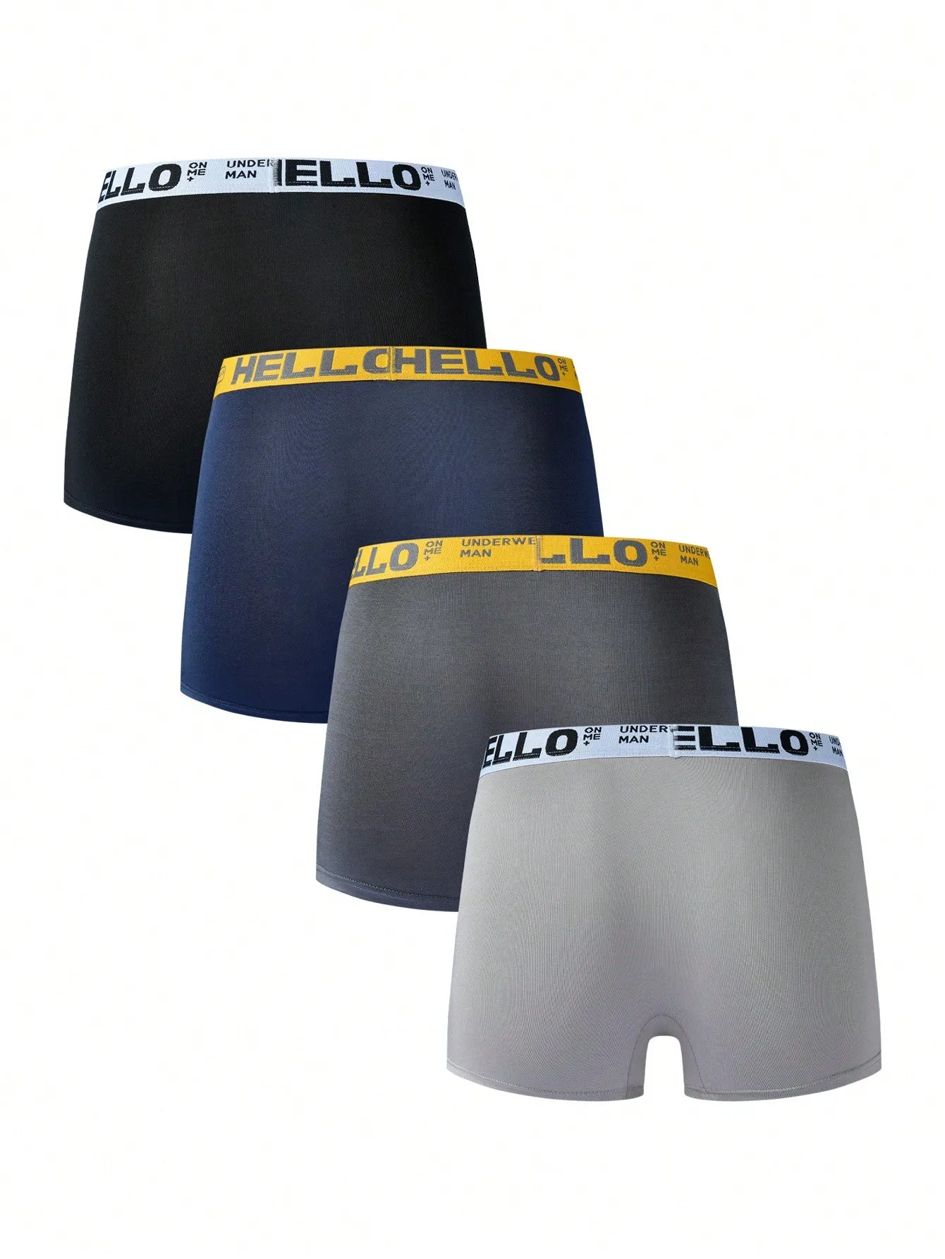 4pcs/Pack Men's Simple And Versatile Underwear With Woven Waistband
