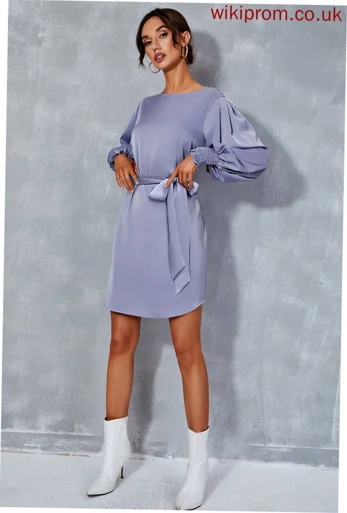 Adyson Club Dresses Casual Sleeves Mini Neck Polyester Sheath Dresses Round Long
