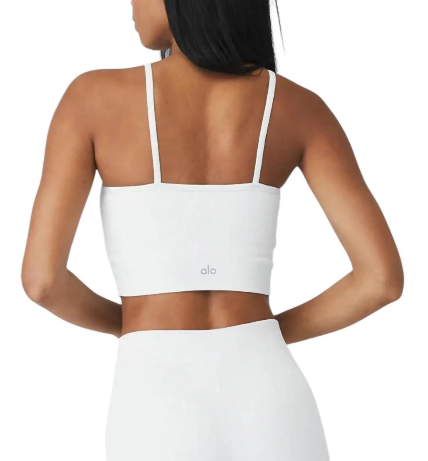 Alo Yoga - Goddess Ribbed Cropped Halter Bra Top