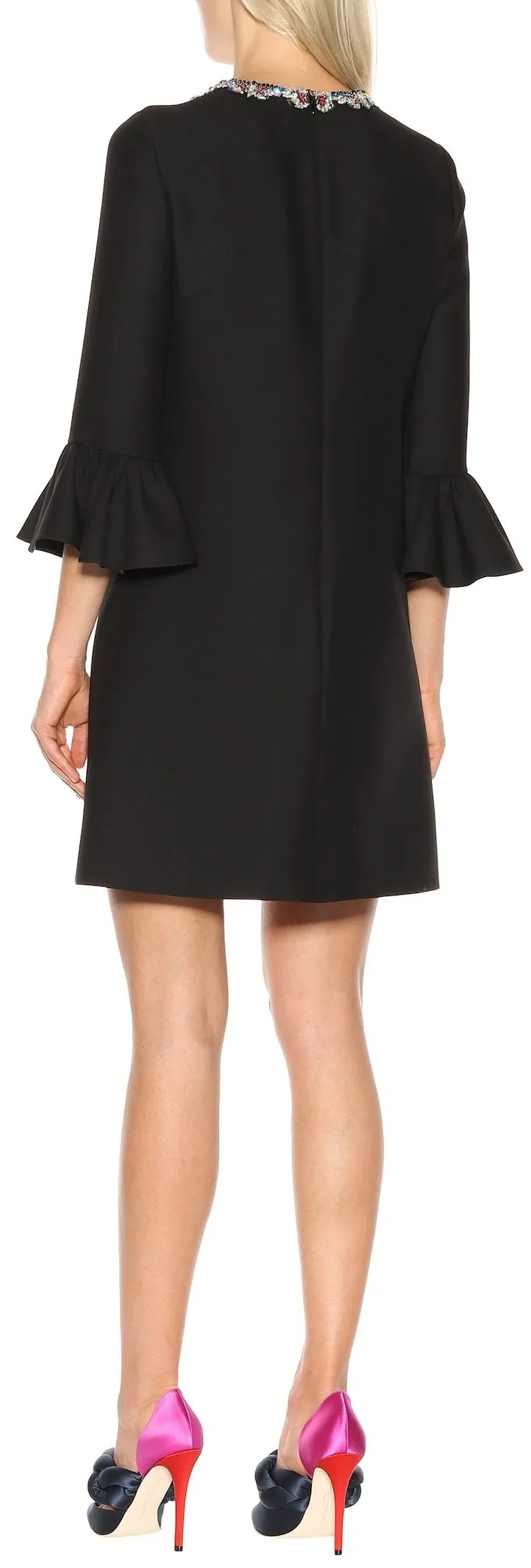 Butterfly-Embellished Collar Shift Dress