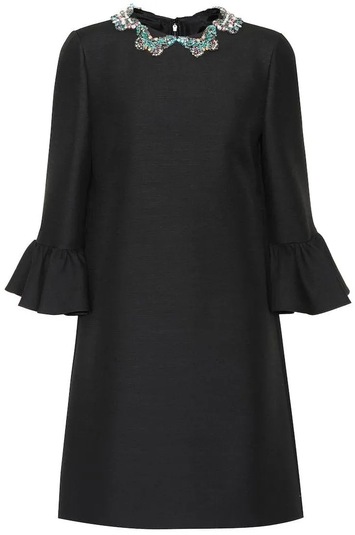 Butterfly-Embellished Collar Shift Dress