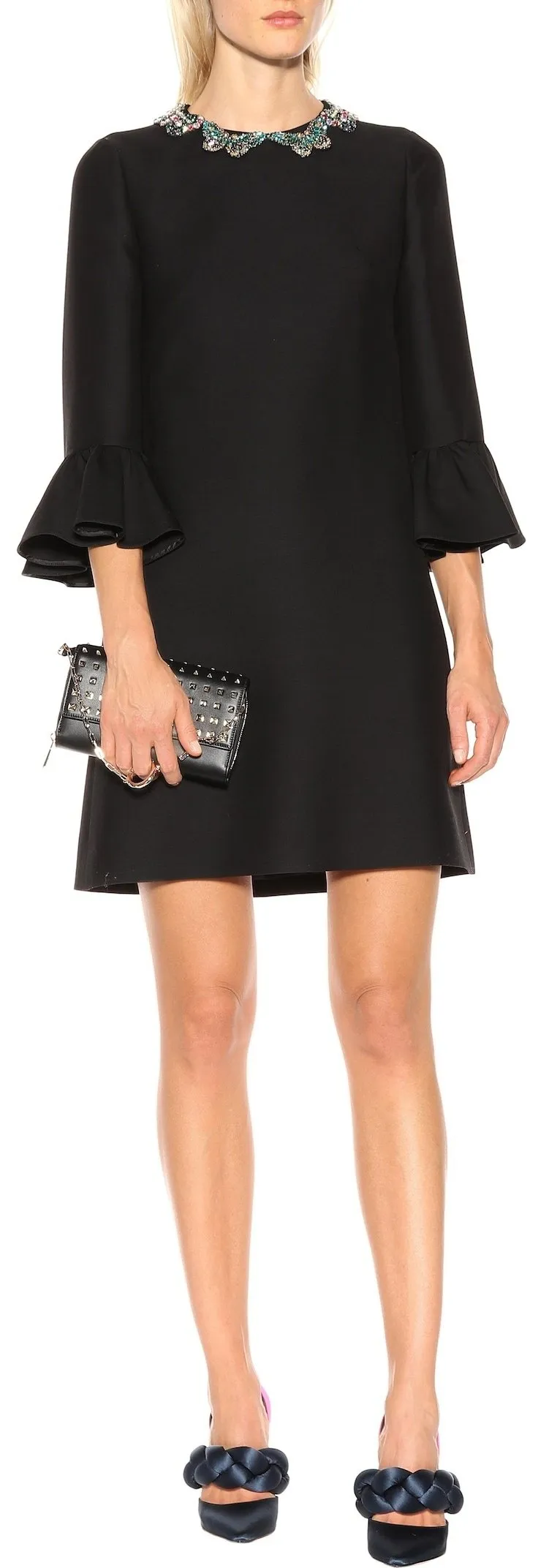 Butterfly-Embellished Collar Shift Dress