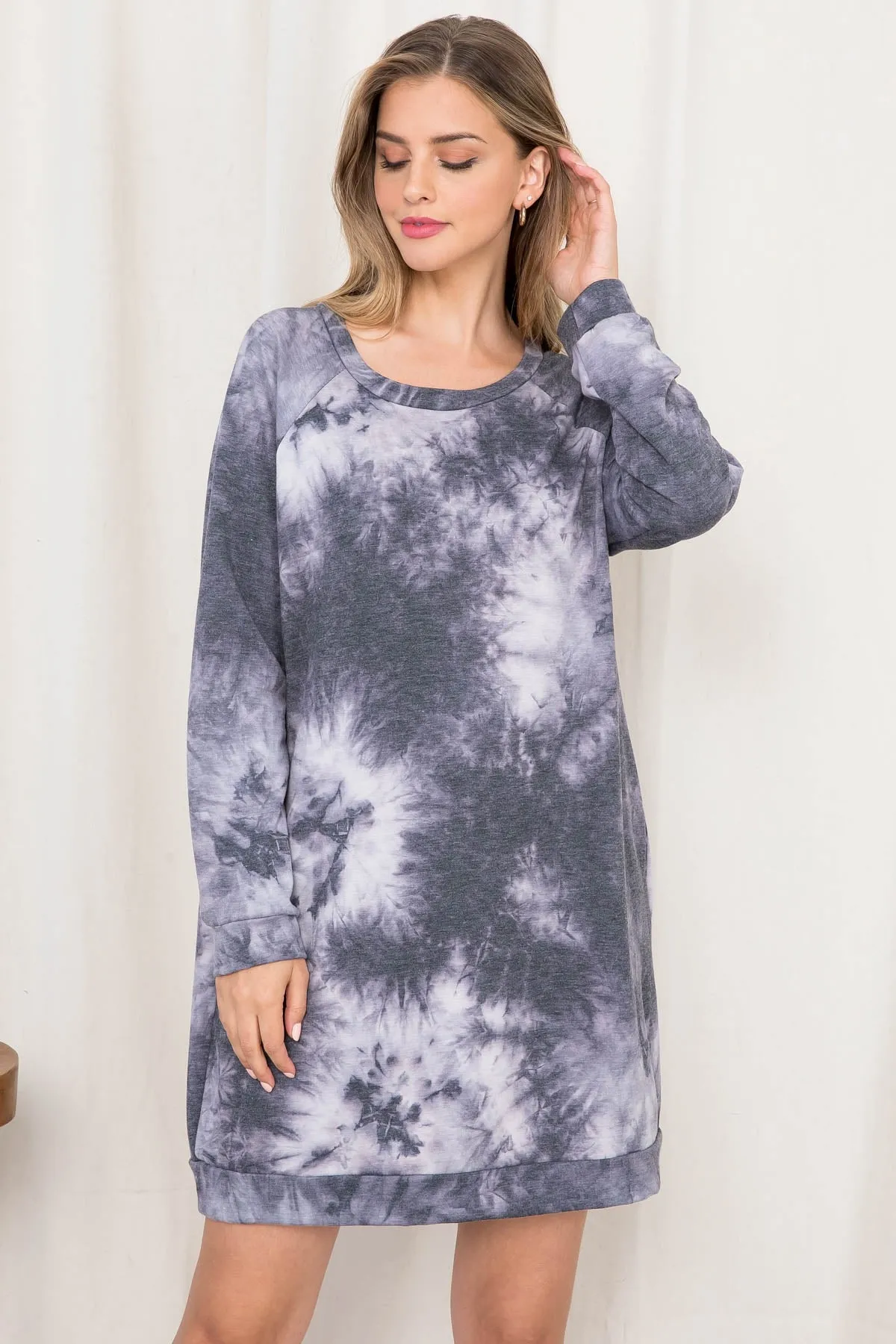 CHARCOAL TIE DYE DRESS