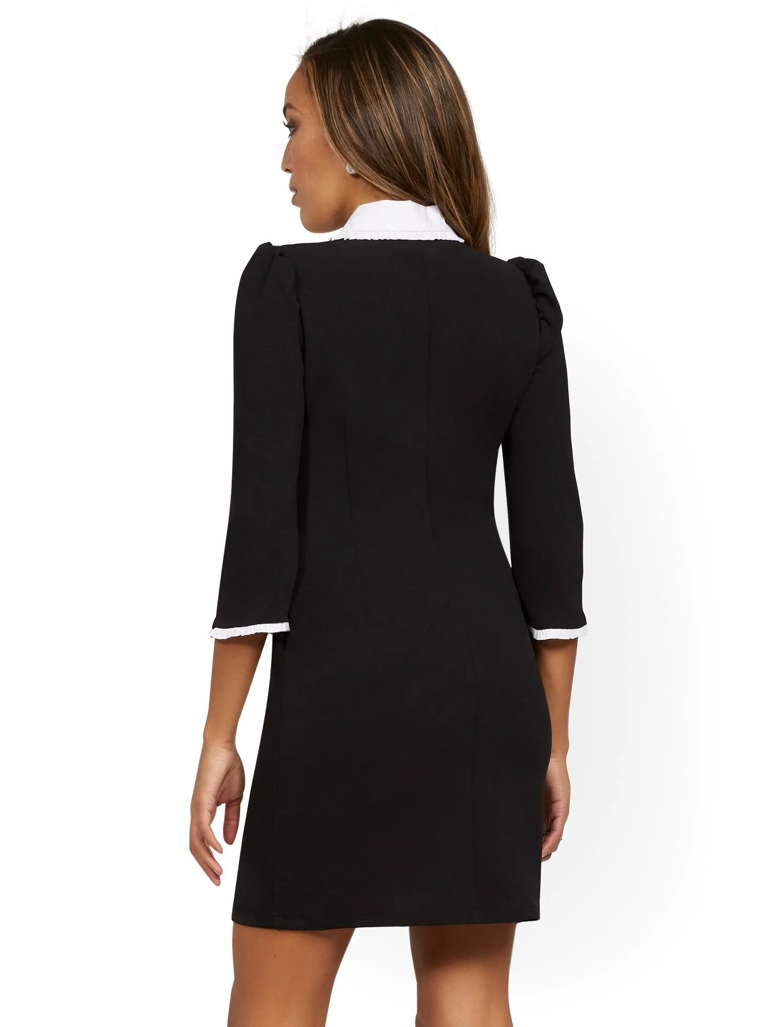 Contrast-Trim Shift Dress