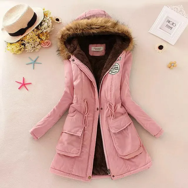 Cotton Padded Faux Fur Collar Parka