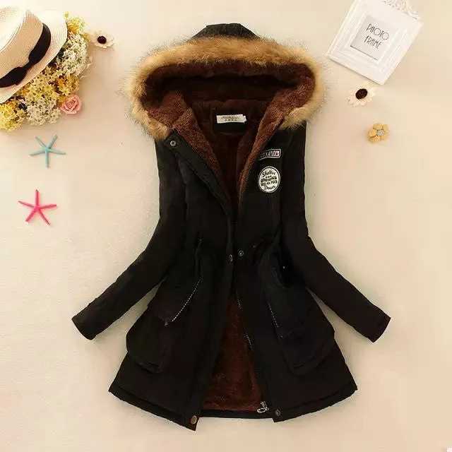 Cotton Padded Faux Fur Collar Parka