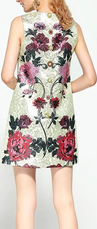 Floral Jacquard Shift Dress