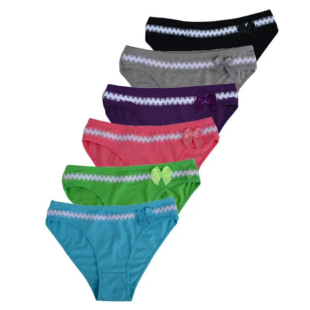 FUNCILAC Sexy Women Female Briefs Panties Brand Lace Underwear Womens cotton Underware For Lady lingerie Intimates (6pcs/lot)