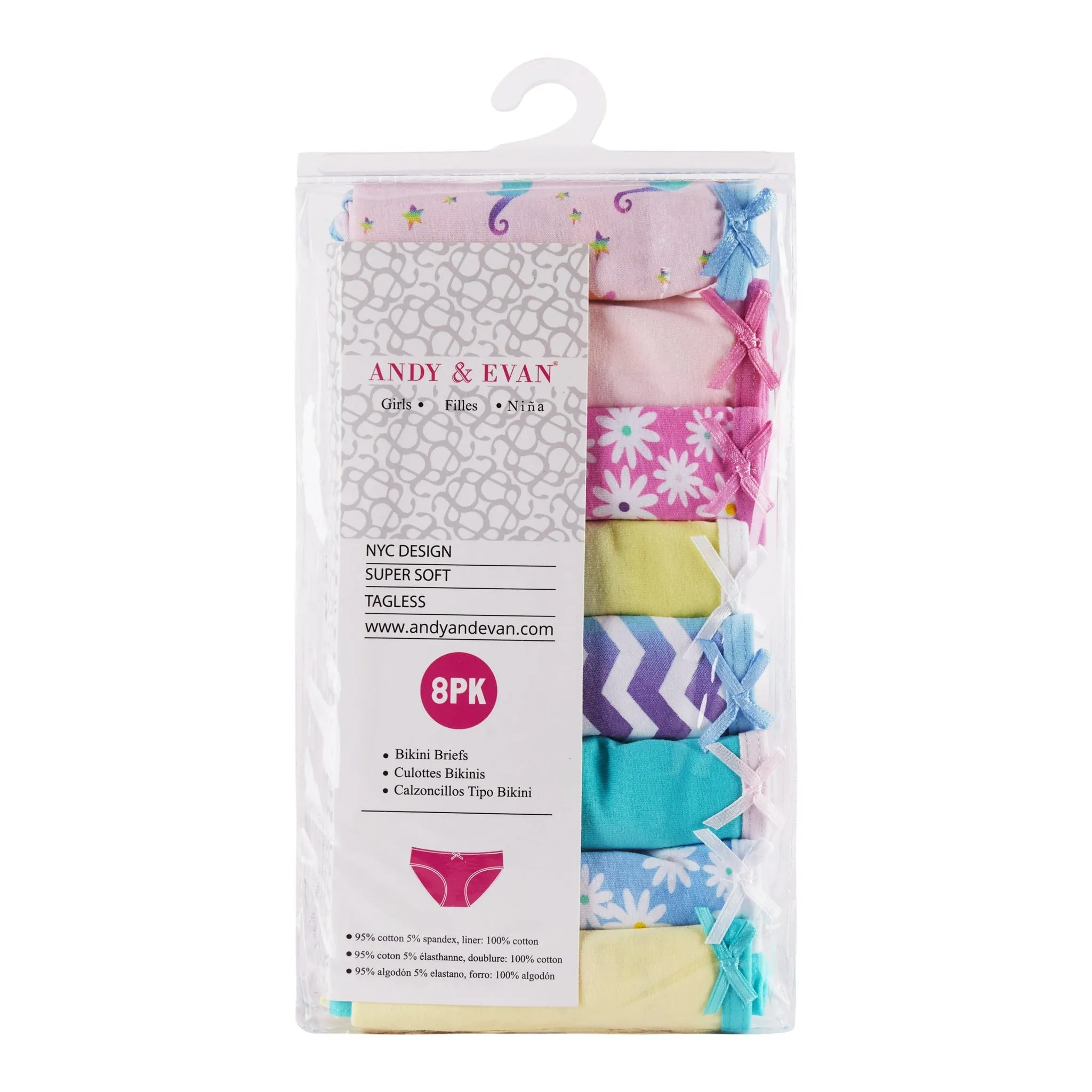 Girls Eight Pack Bikini Briefs | Fun Looks Set 2