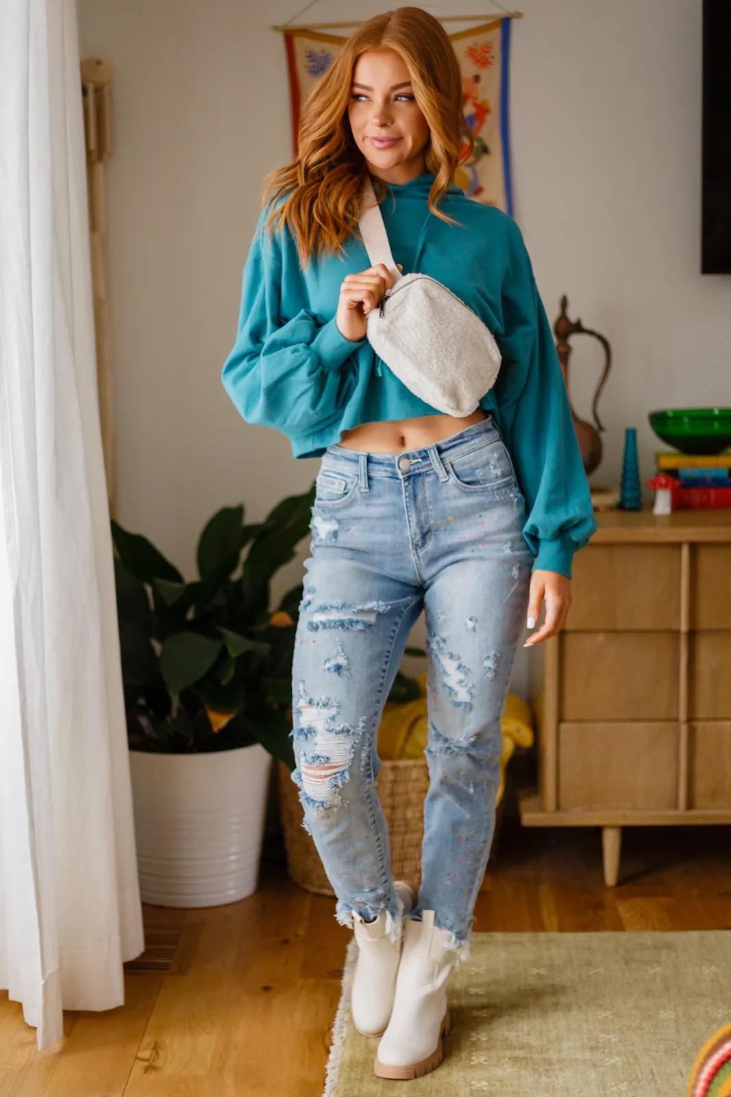 Hanging Out Teal Hoodie