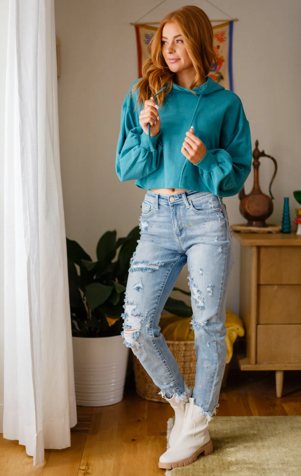 Hanging Out Teal Hoodie