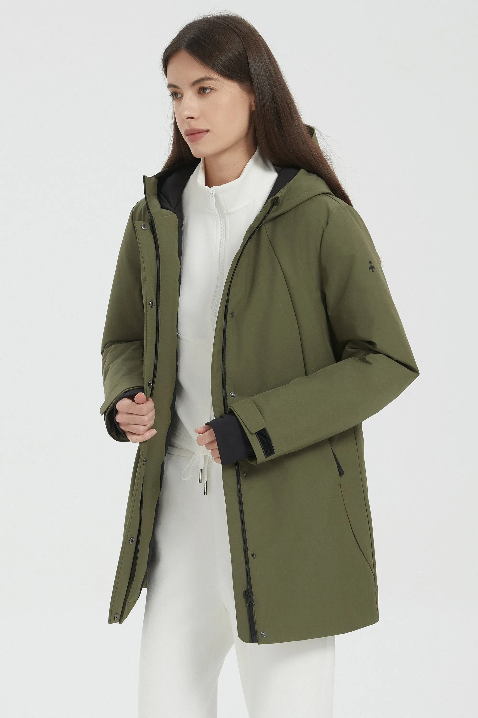 Hooded Winter Warm Parka Full Zip Lightweight