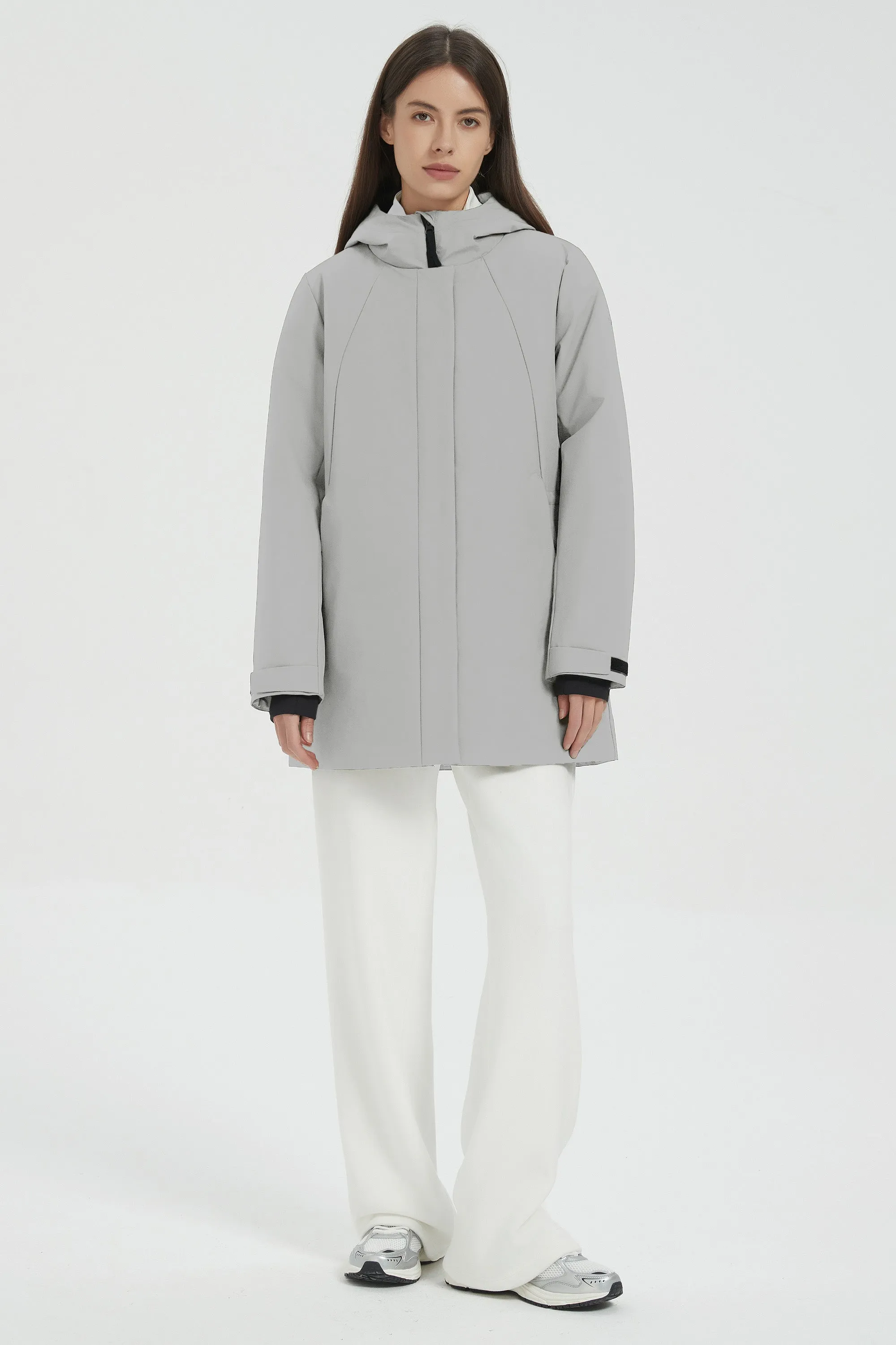 Hooded Winter Warm Parka Full Zip Lightweight