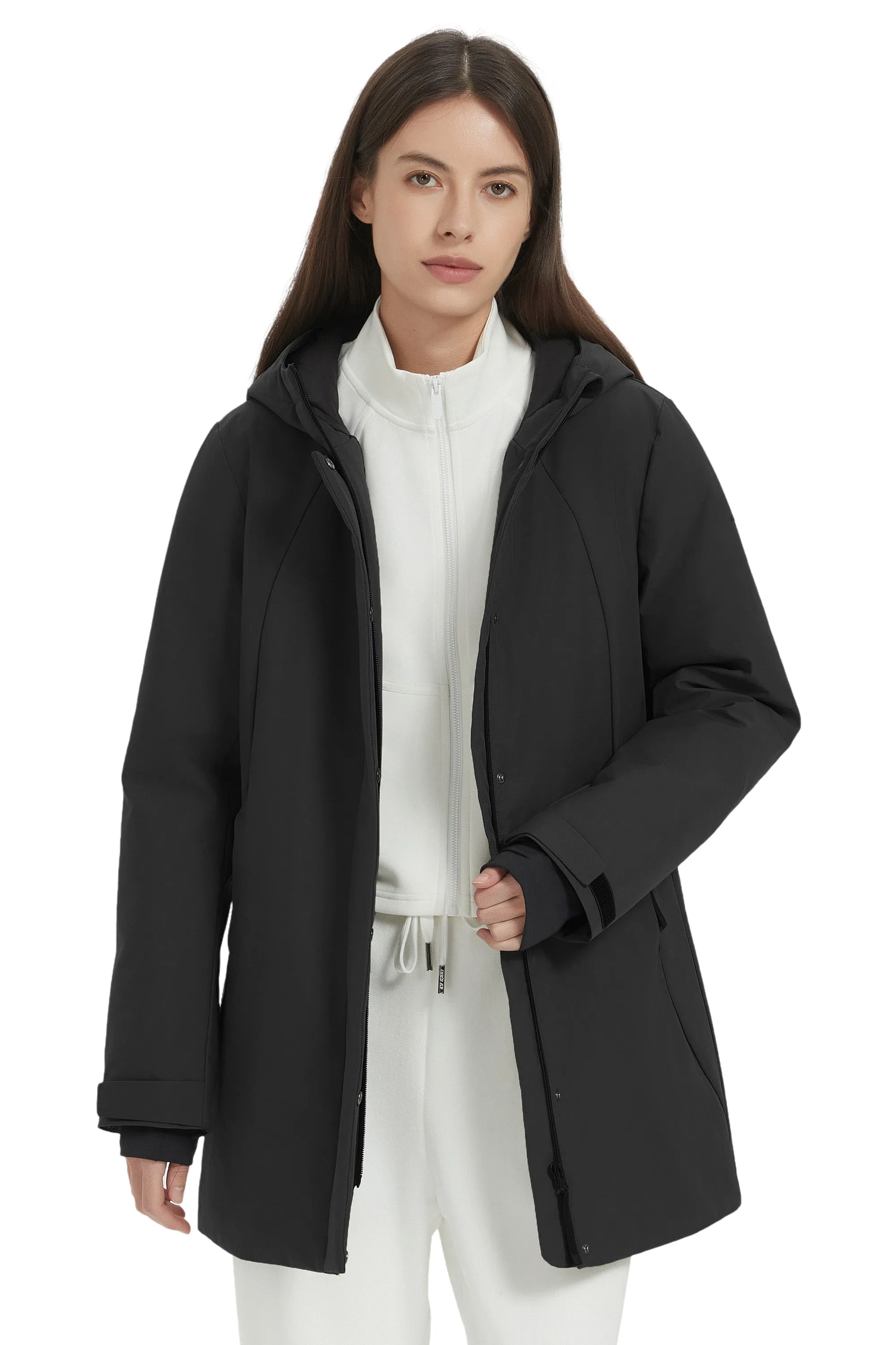 Hooded Winter Warm Parka Full Zip Lightweight