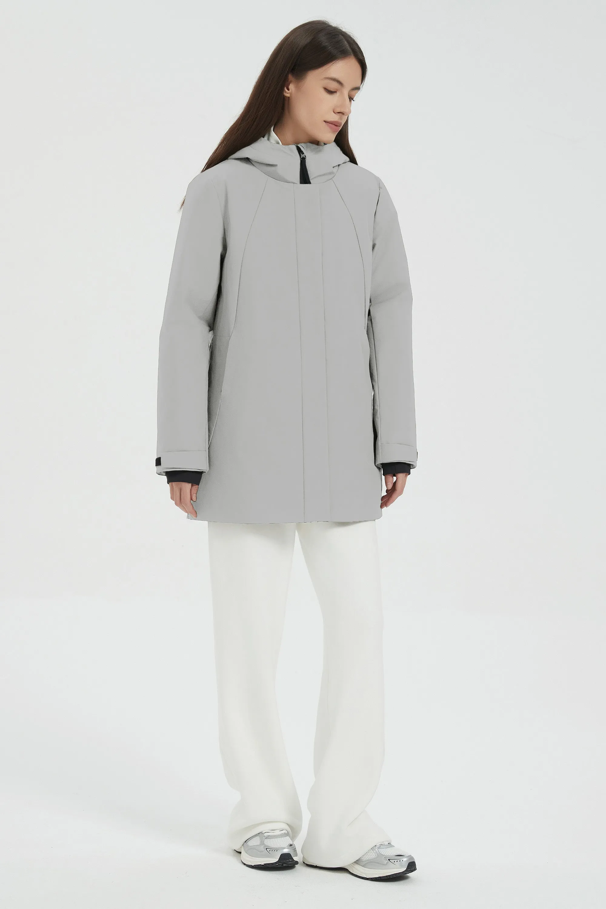 Hooded Winter Warm Parka Full Zip Lightweight