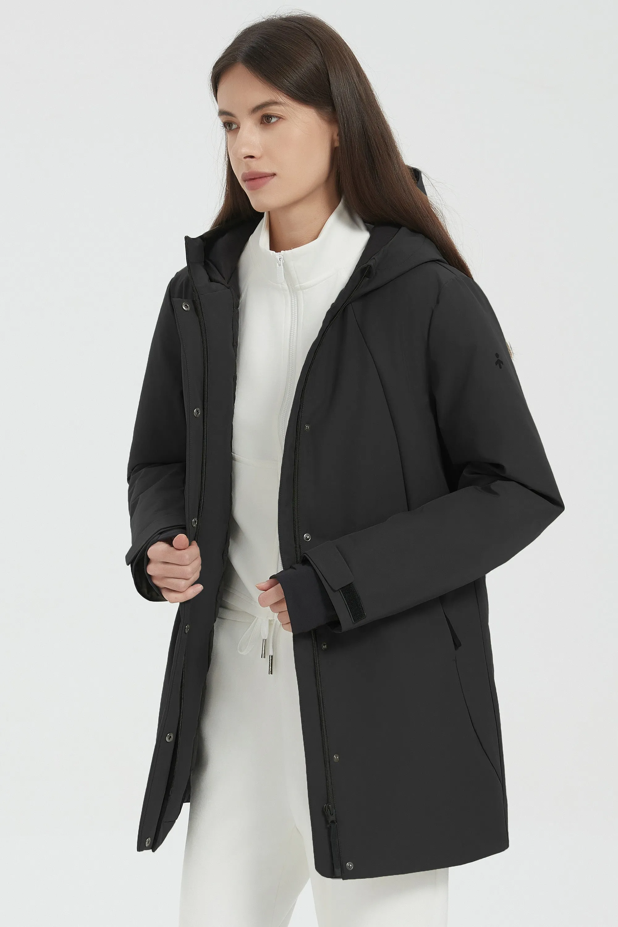 Hooded Winter Warm Parka Full Zip Lightweight