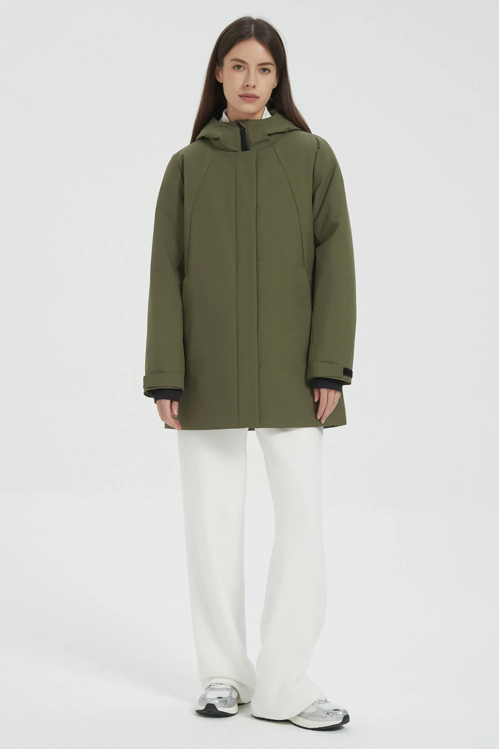 Hooded Winter Warm Parka Full Zip Lightweight