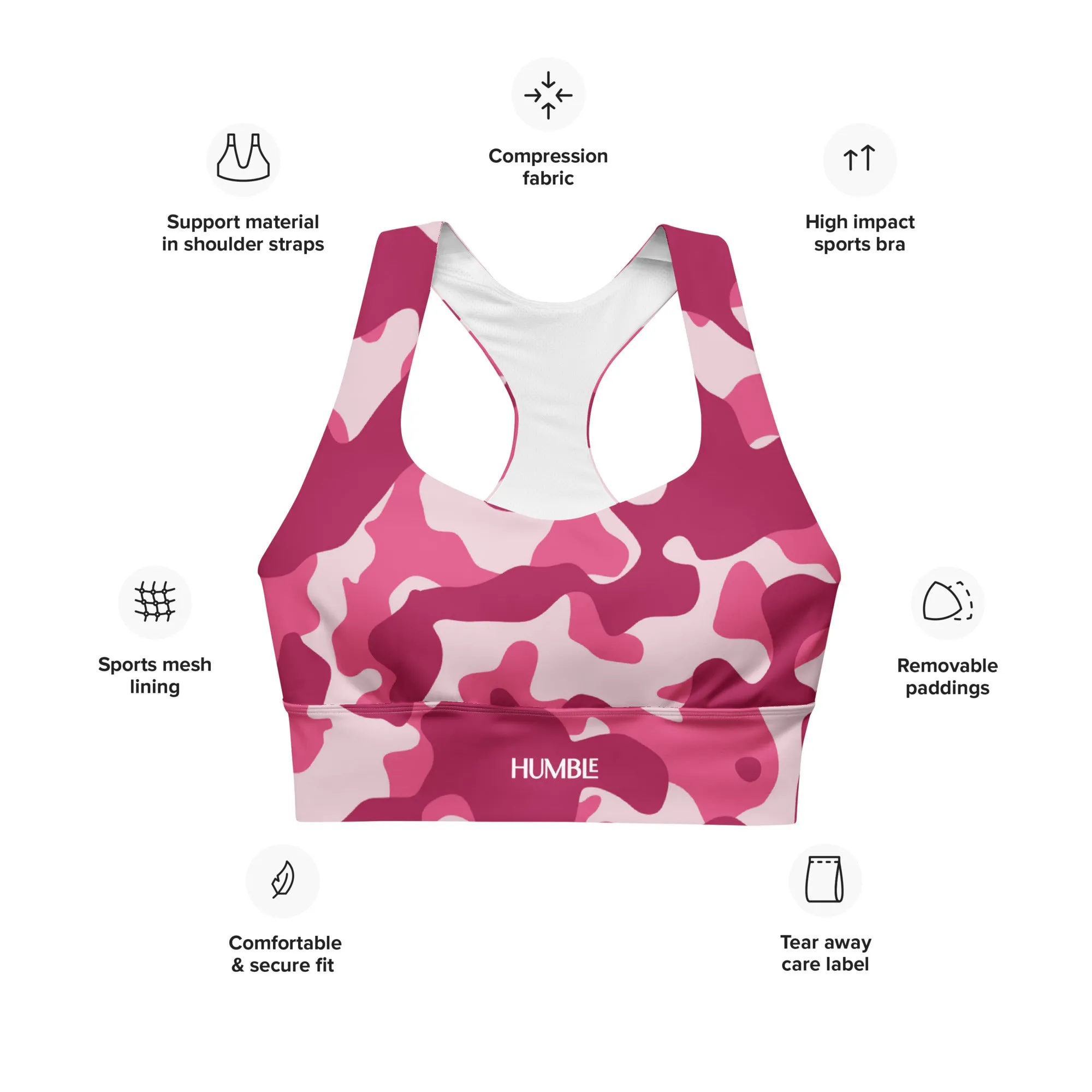 Humble Sportswear™ Army Pink Compression Sports Bra