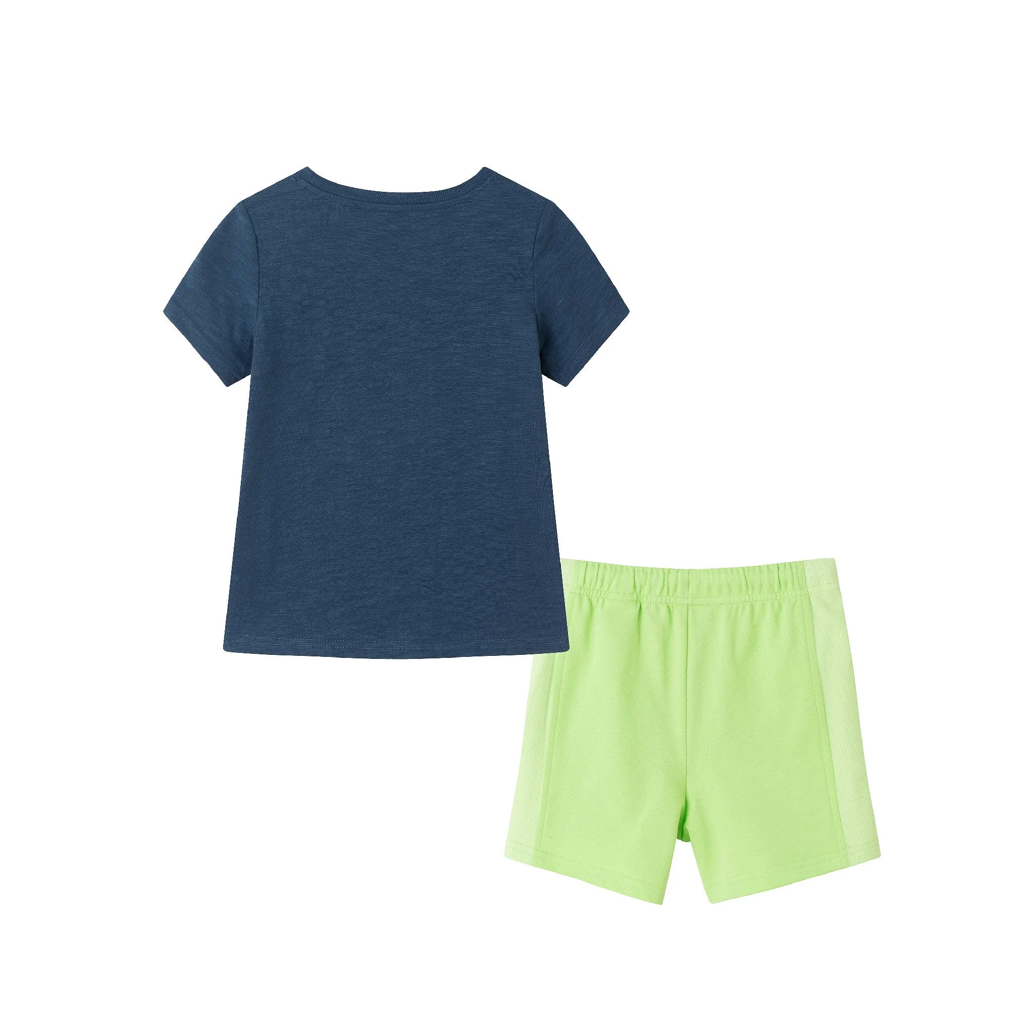 Kids (2-8) Applique Graphic Tee & French Terry Rib Short Set | Navy Slub Croc