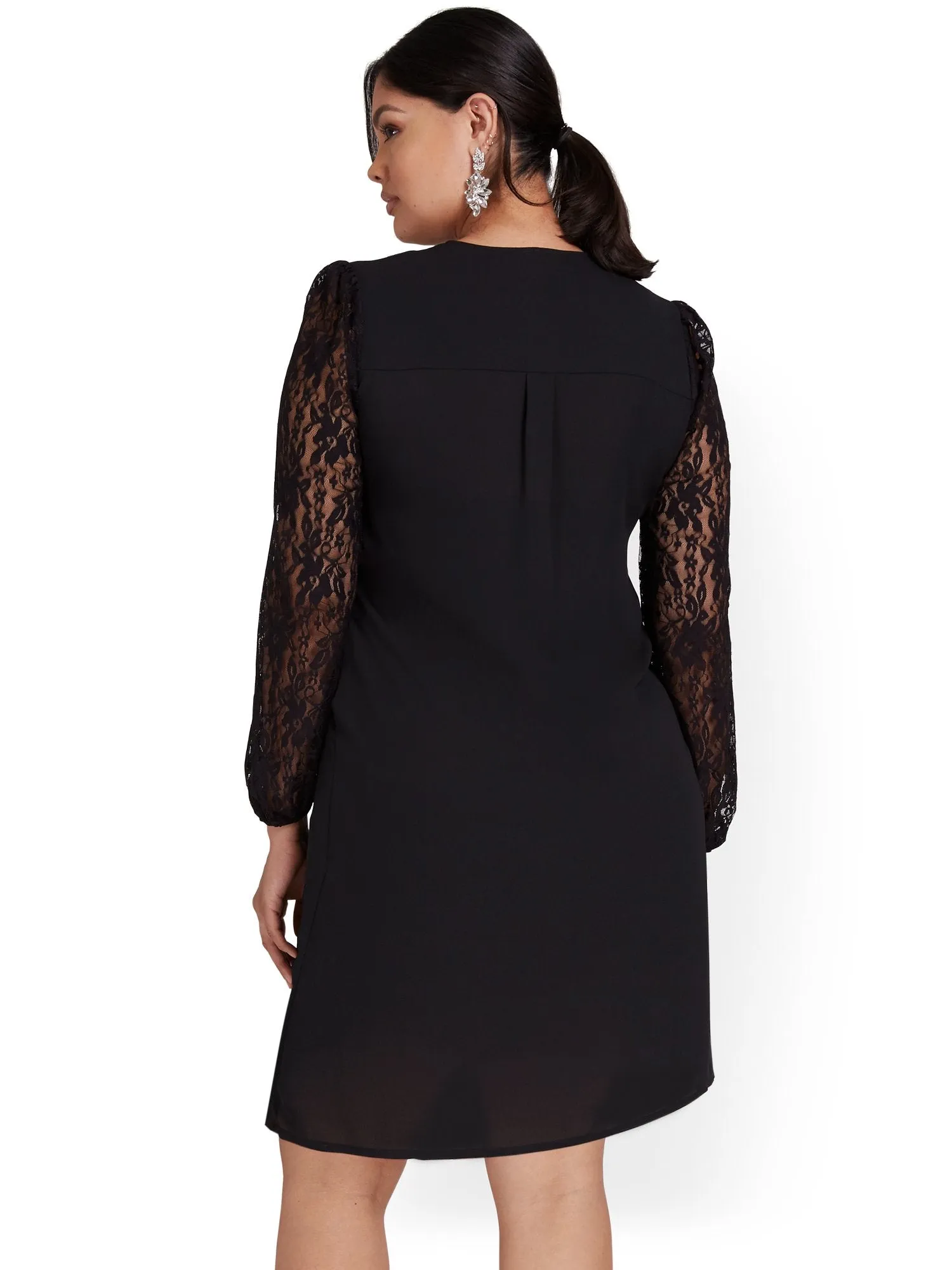 Lace-Inset Shift Dress