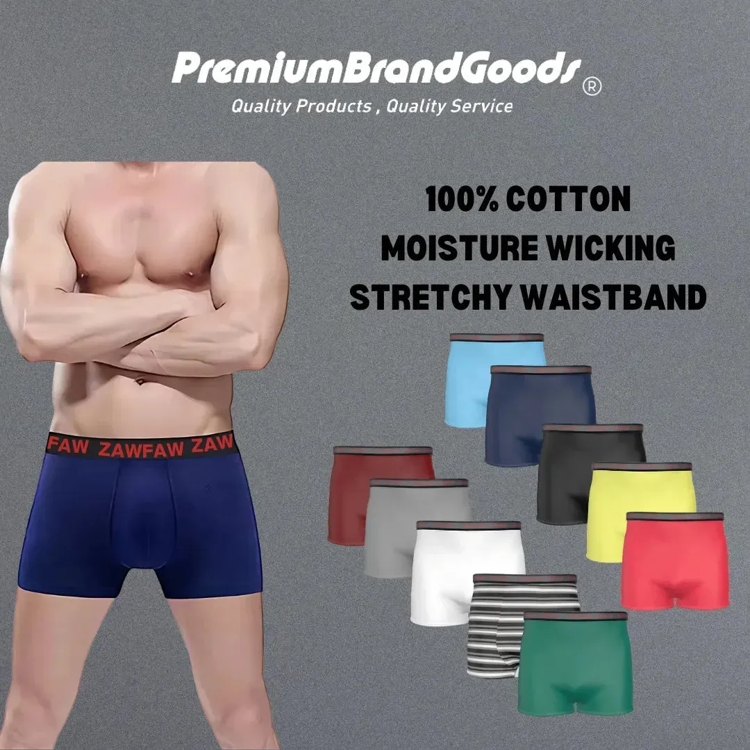 Men's 100% Cotton Boxers 9 Pack Stretch Waist Band Comfort Plus