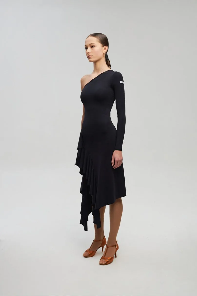 ONDANCE Julia Latin Practice Dress with Asymmetrical Cut Pra 1314