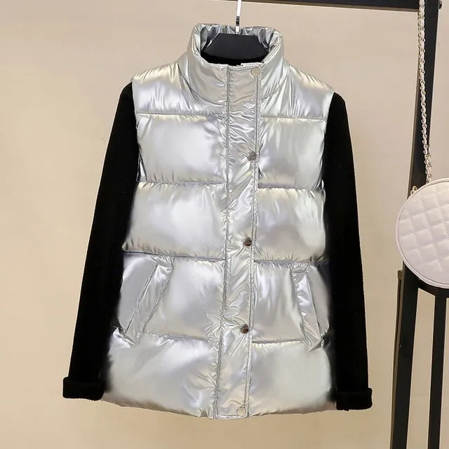 Plus size women autumn waistcoat Glossy bright 2020 vest winter Warm new Korean down vest  sleeveless jacket 3XL,4XL,black,blue