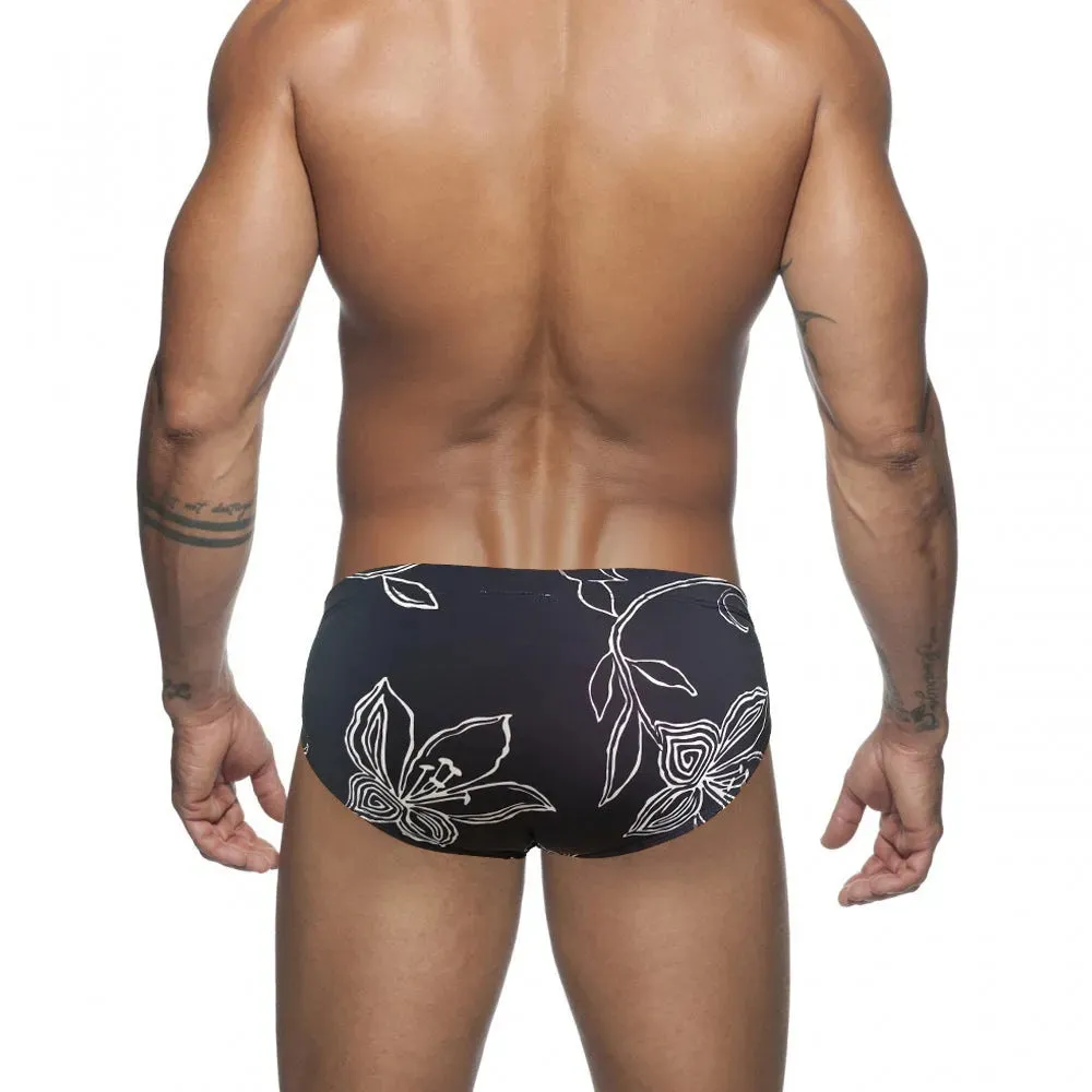Simple Floral Printed Men's Underwear Swimming Trunks Briefs