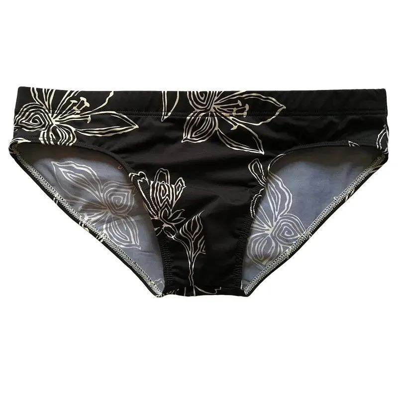 Simple Floral Printed Men's Underwear Swimming Trunks Briefs