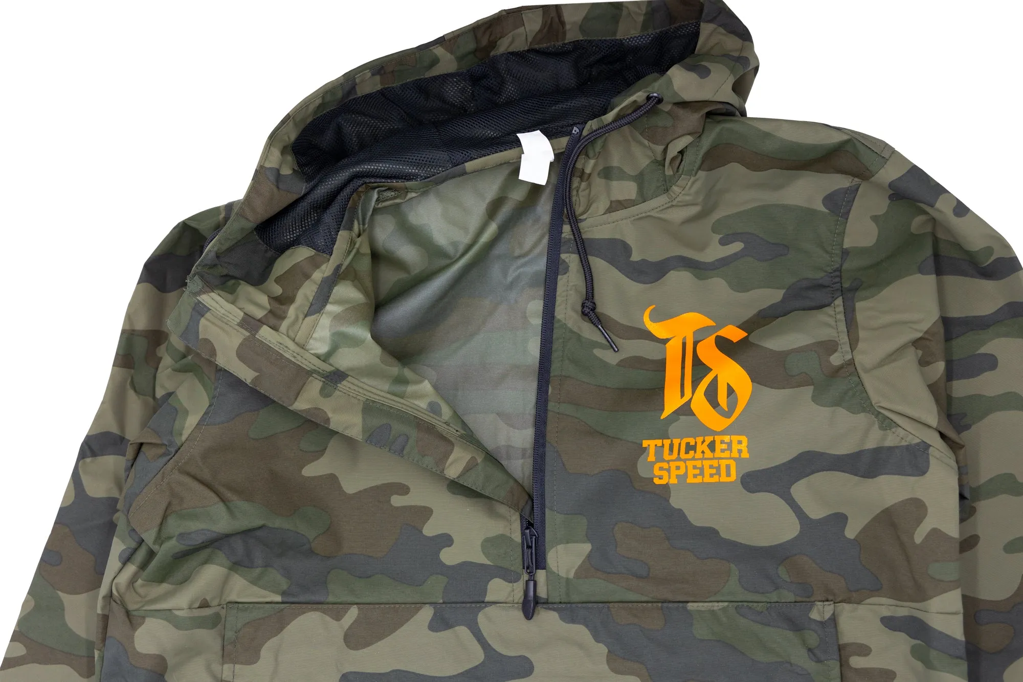 Tucker Speed Water Resistant Windbreaker Anorak Jacket - Camo / Orange
