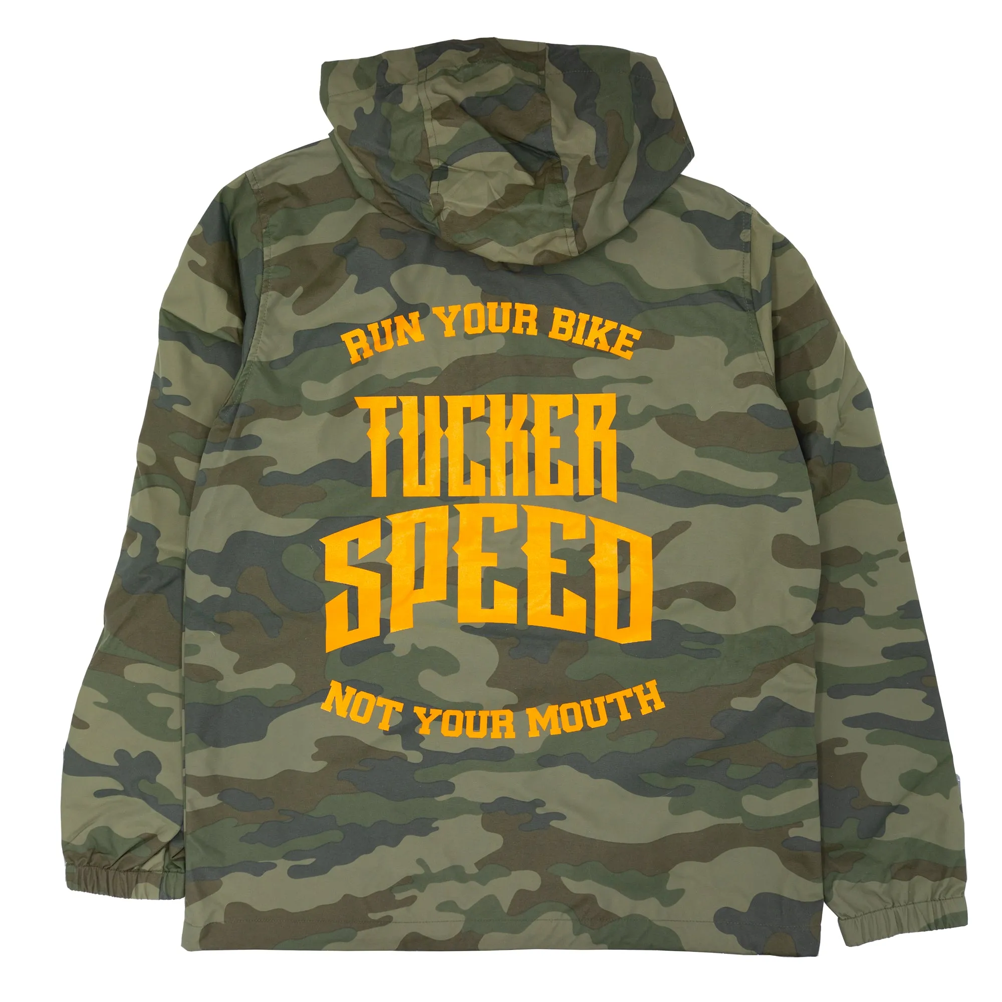 Tucker Speed Water Resistant Windbreaker Anorak Jacket - Camo / Orange
