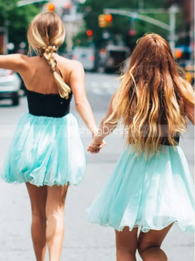 Two Tone Homecoming Dresses,Halter Tulle Sweet 16 Dress,HC00212