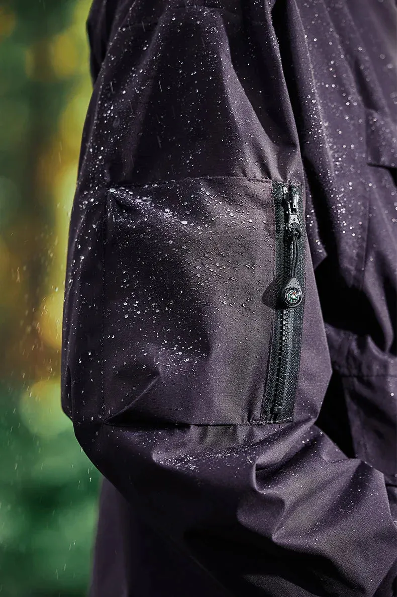 Wind and Waterproof Jacket (with mini compass on zip) in Black Color