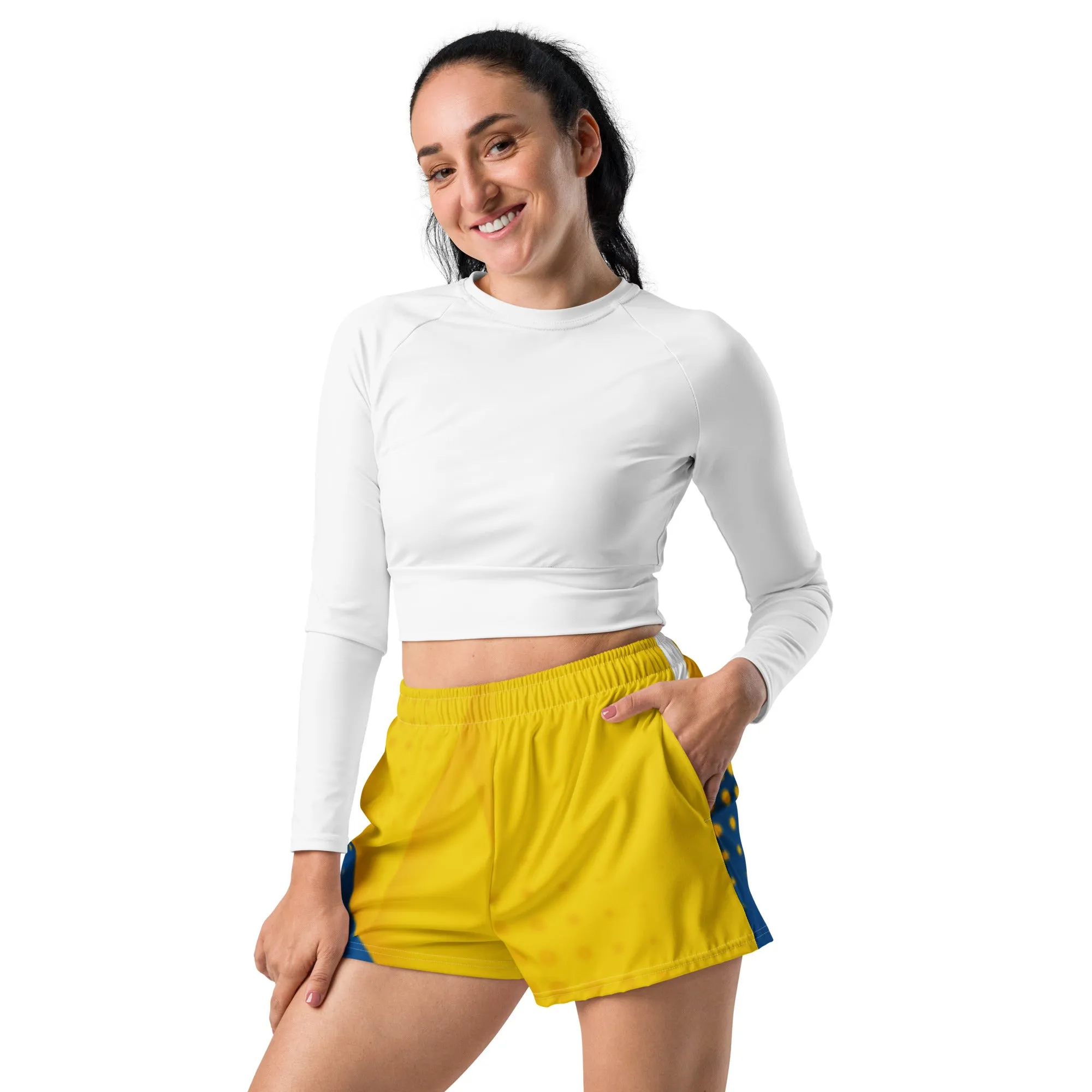 YELLOW AND BLUE ABSTRACT COLLECTION  - Women’s Recycled Athletic Shorts
