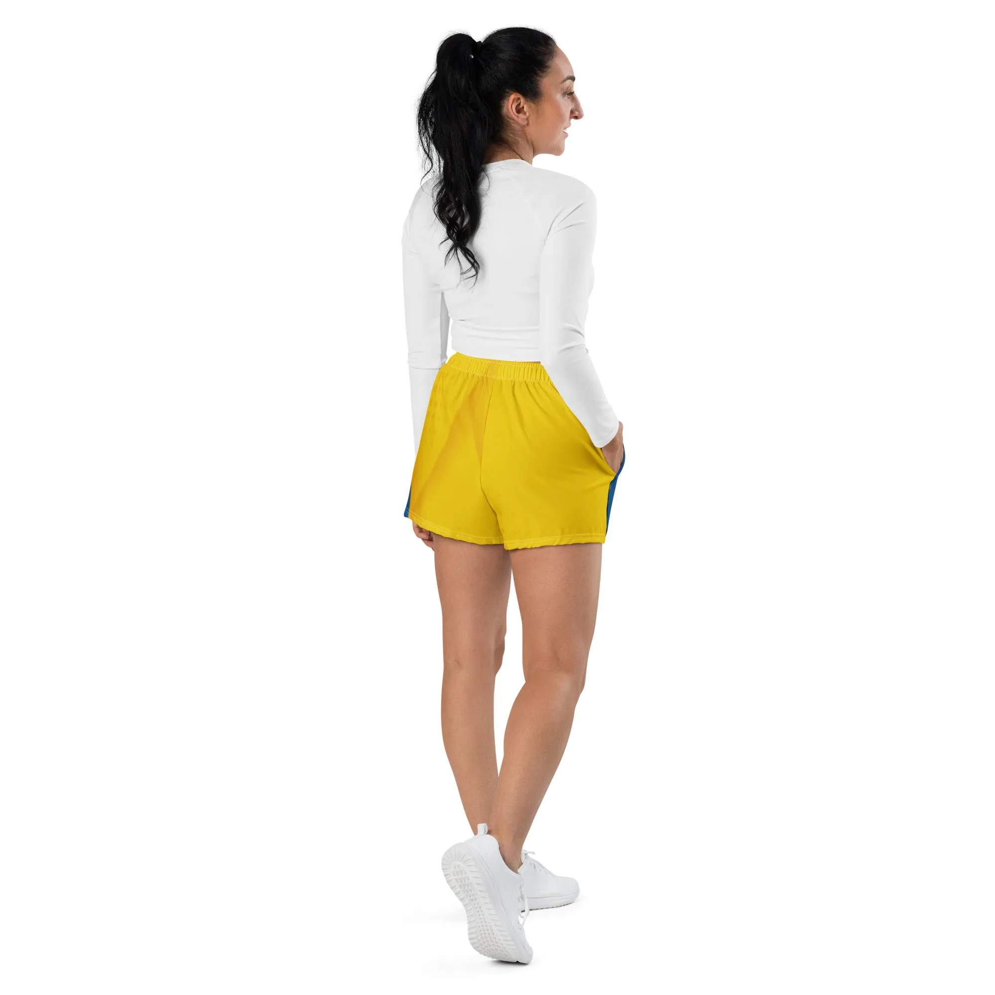 YELLOW AND BLUE ABSTRACT COLLECTION  - Women’s Recycled Athletic Shorts