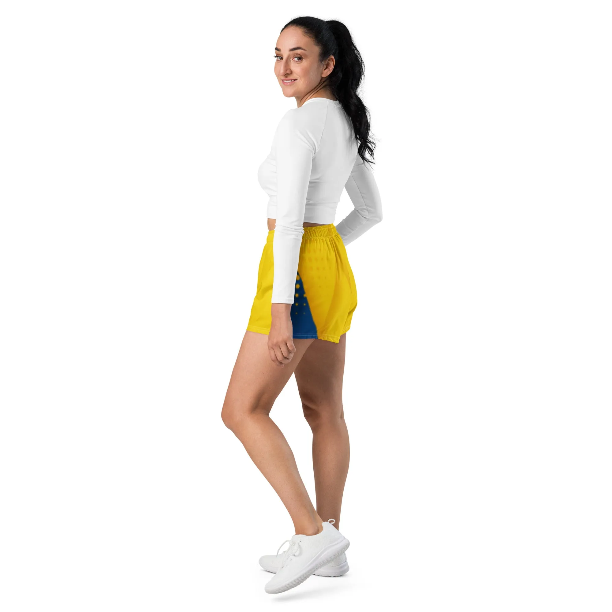 YELLOW AND BLUE ABSTRACT COLLECTION  - Women’s Recycled Athletic Shorts